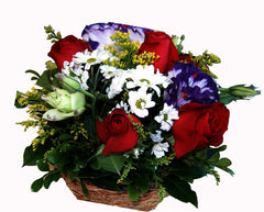 紅玫瑰田園花籃